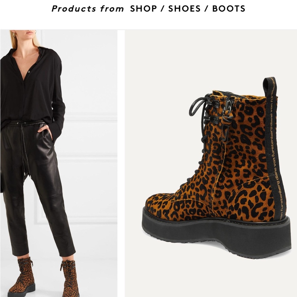 Diane Von Furstenberg “In-Charge” Leopard Print Moto Boots